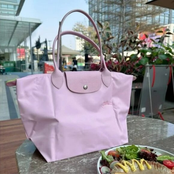NWT Longchamp Le Pliage Original Large Shoulder Nylon Bag Tote IN Pink - Picture 2 of 5